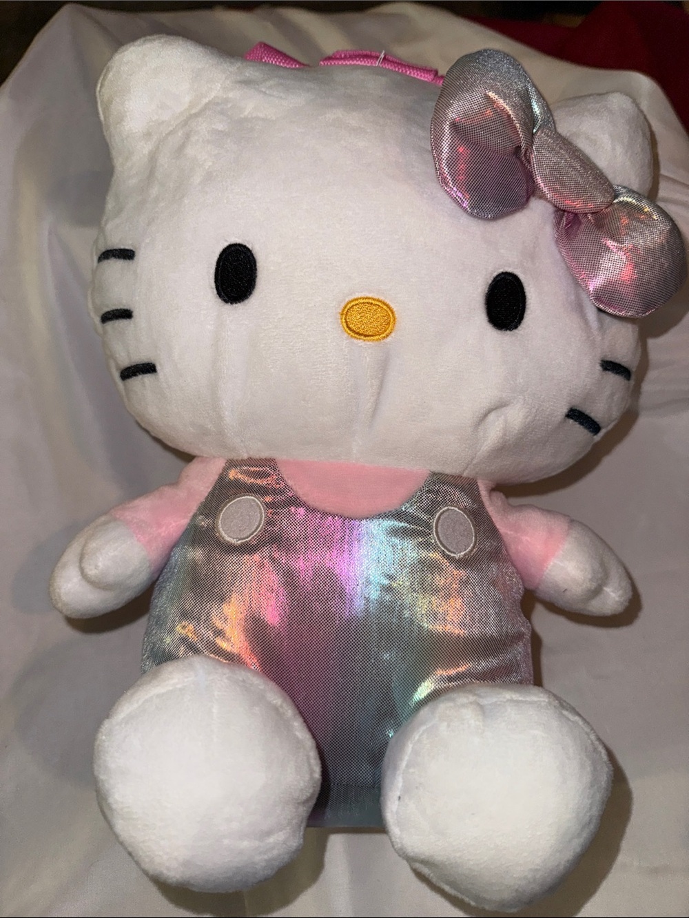 Hello Kitty Iridescent Overalls Plush - Pink & White Backpack